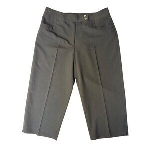 Monterey Club Womens Black Cropped Pants Size 10 Polyester Blend Stretch Comfort